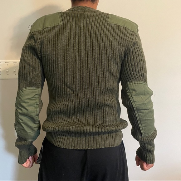 Knitted Olive Green Wool Sweater Vintage - Picture 6 of 11